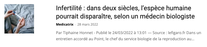 Infertilité : dans deux siècles, l’espèce humaine pourrait disparaître, selon un médecin biologiste