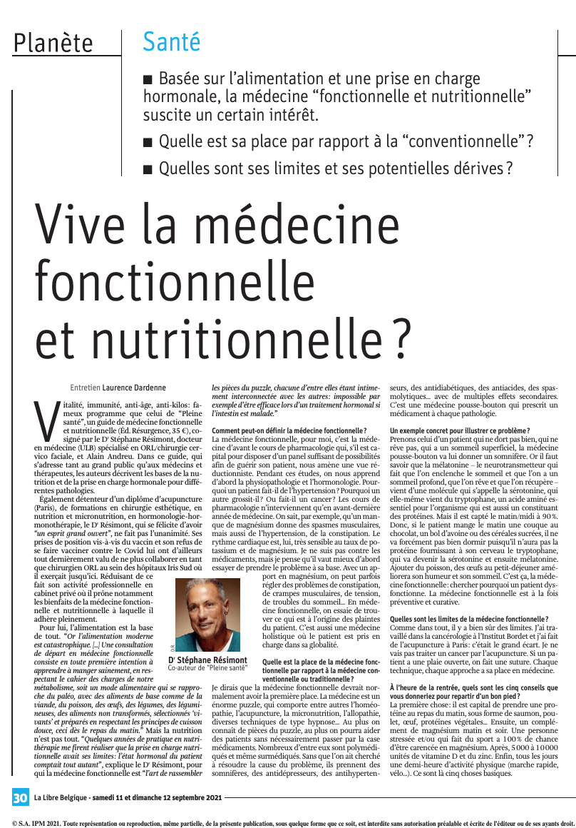 Vivre la médecine fonctionnelle et nutritionnelle ?